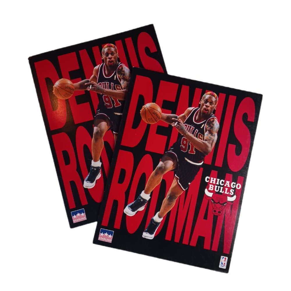 Vintage Dennis Rodman Folders Lot of 2 Chicago Bulls School | Work NBA